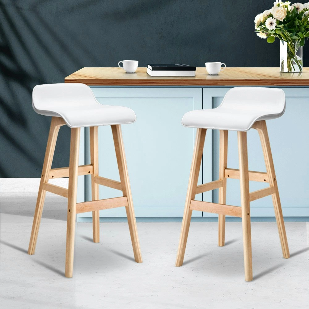 Artiss 2x Bar Stools Wooden Stool White