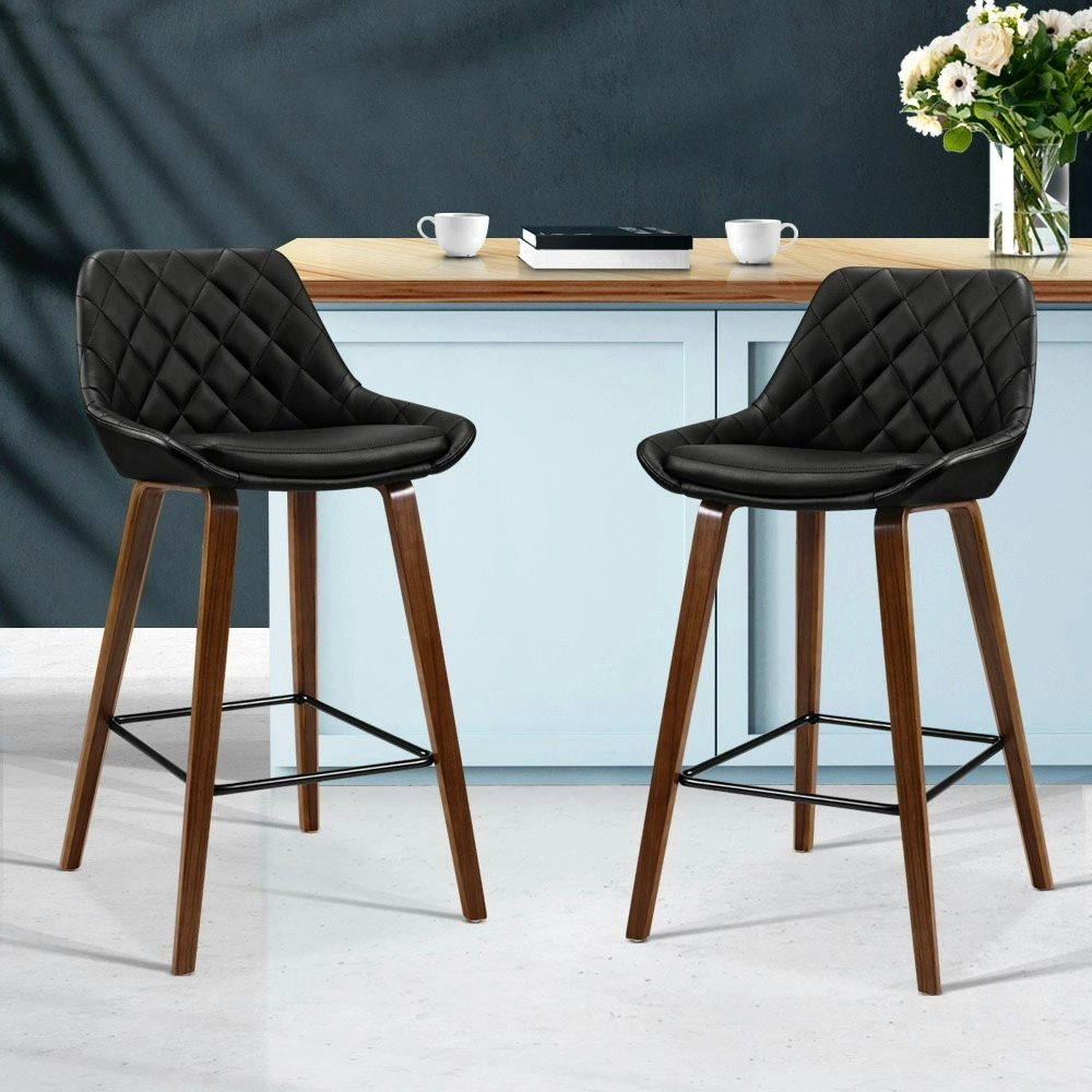 Artiss 2x Bar Stools PU Seat Wooden