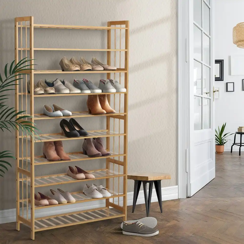 Artiss 10-Tier Bamboo Shoe Rack Cabinet Wooden Shelf Stand Storage Organizer