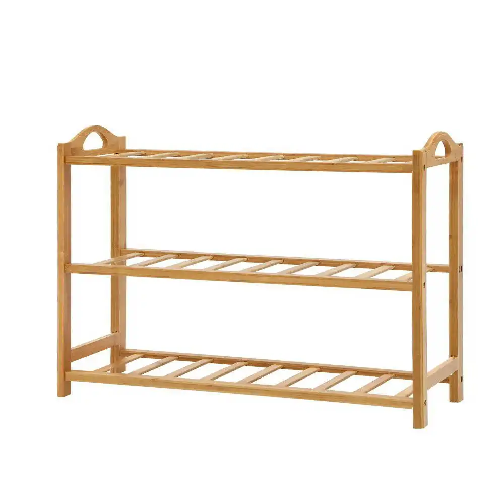 Artiss 3 Tiers Bamboo Shoe Rack Cabient Storage Organiser Wooden Shelf Stand