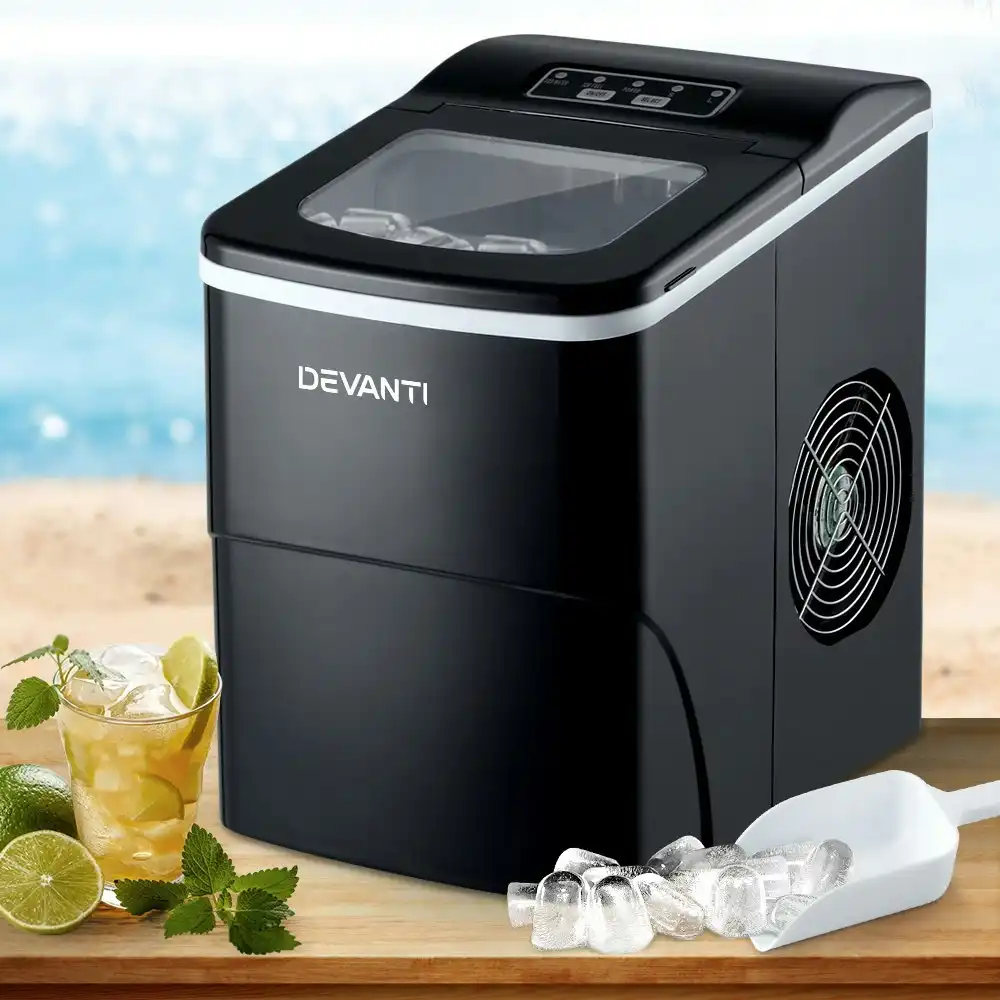 Devanti Portable Ice Maker Commercial Machine Ice Cube 2L Bar Countertop Black