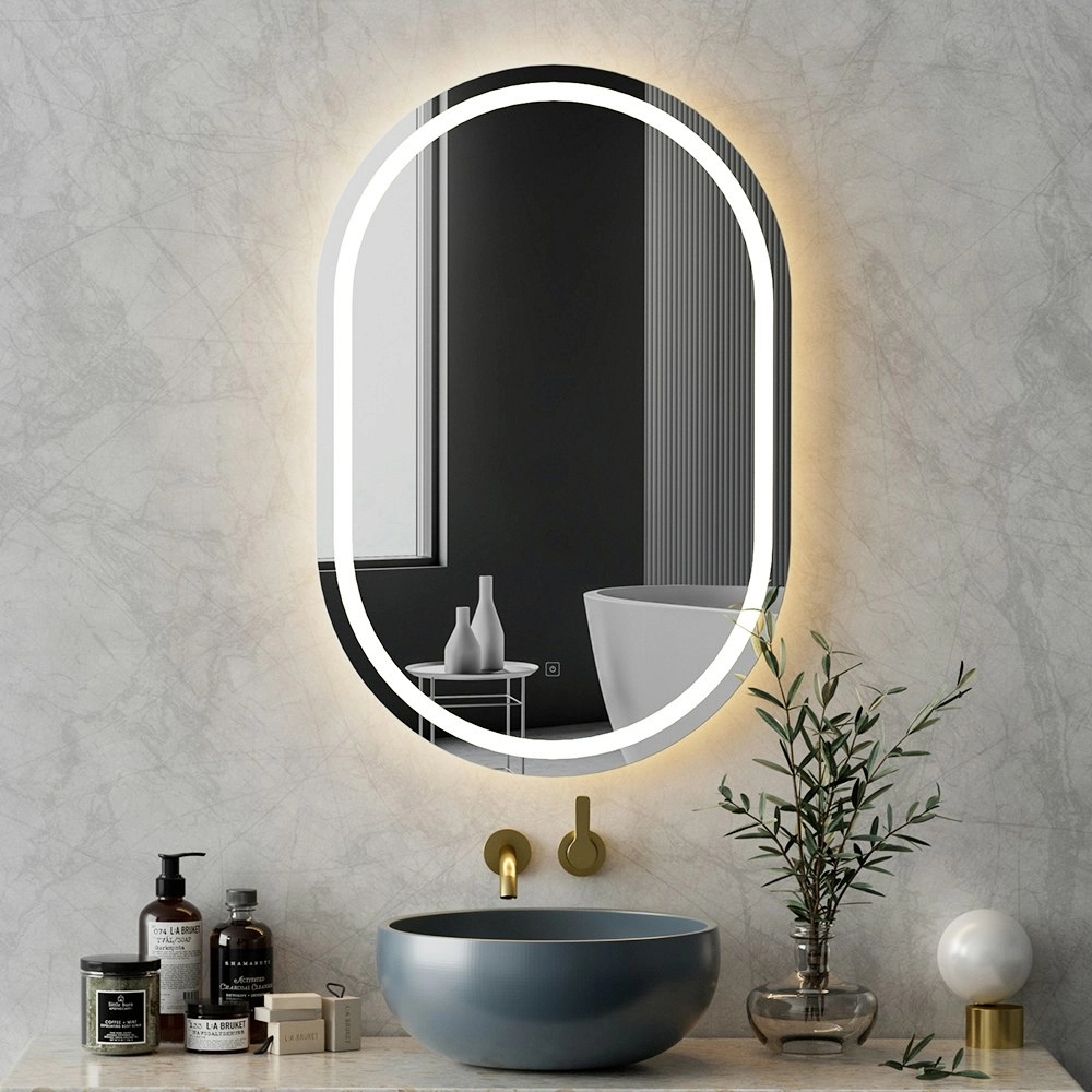 Embellir LED Wall Mirror With Light 50X75CM Bathroom Decor Oval Mirrors Vanity