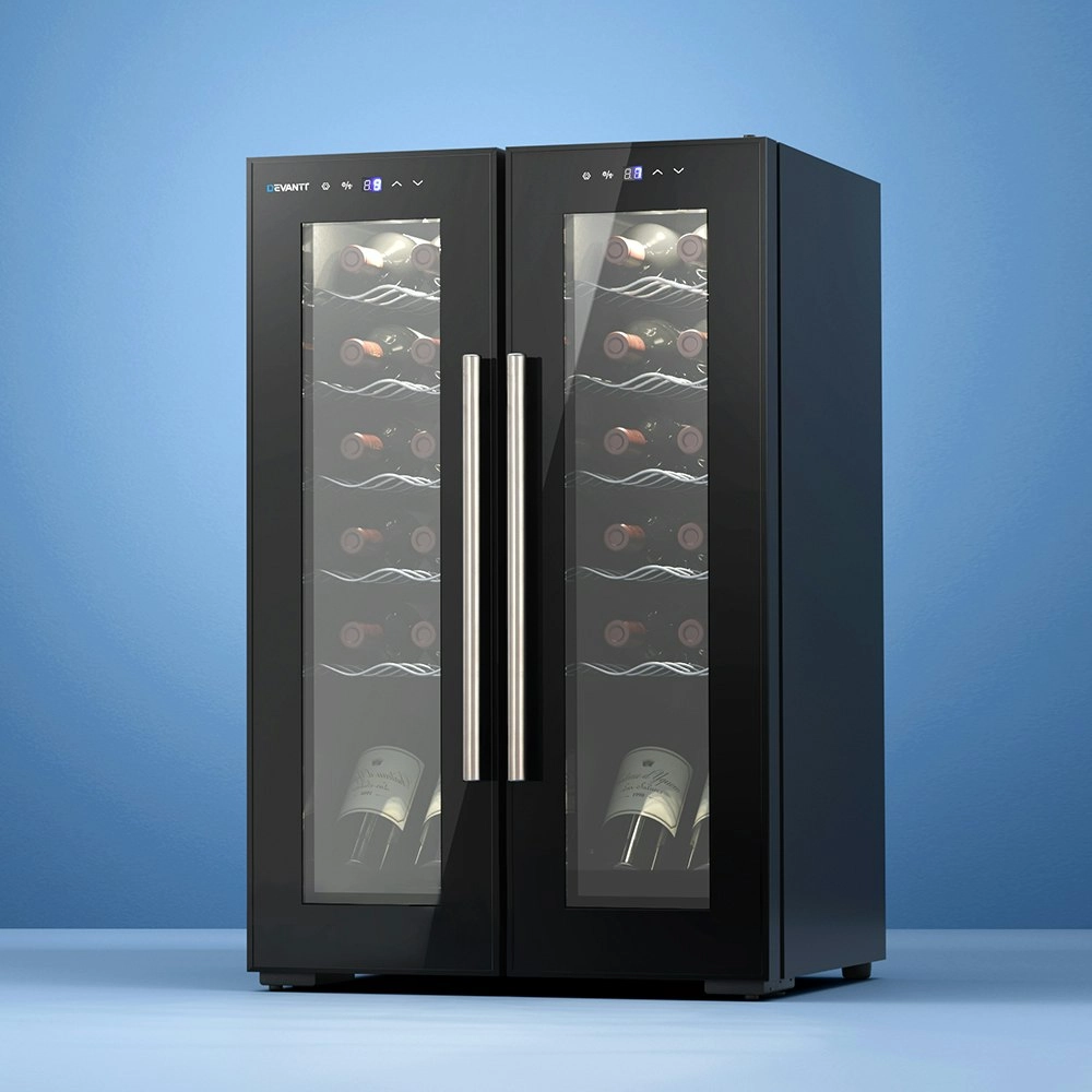 Devanti Wine Cooler Fridge Dual Zone 24 Bottles