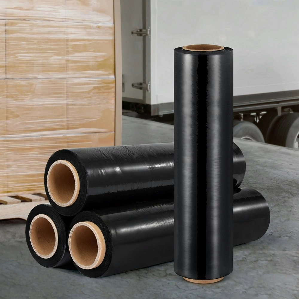 500mm x 400m Stretch Film Pallet Shrink Wrap 4 Rolls Package Use Plastic Black