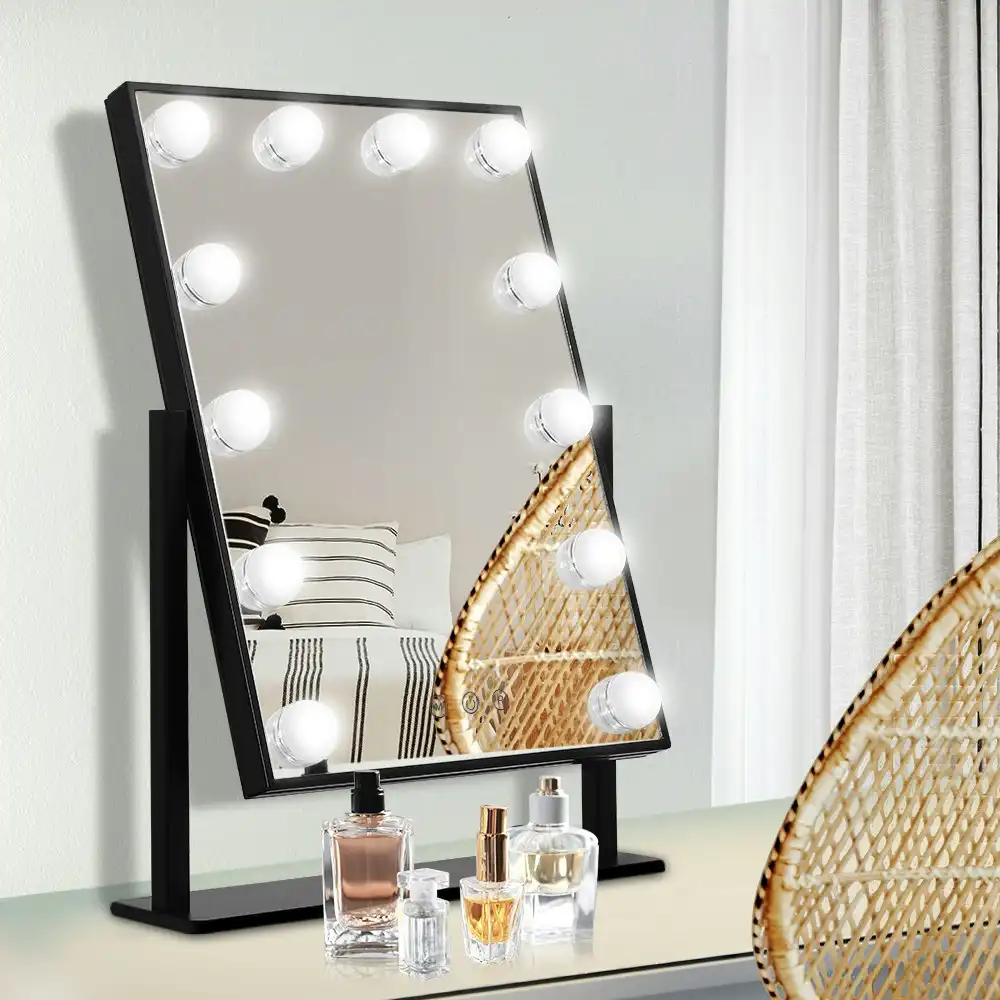Embellir Makeup Mirror Hollywood with Light Round 360° Rotation Tabletop 12 LED