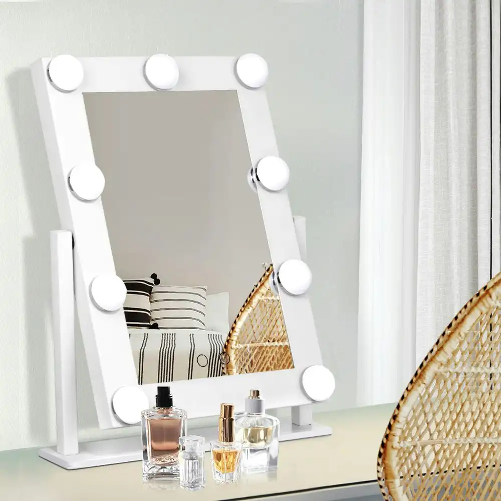 Embellir Makeup Mirror Hollywood with Light Round 360° Rotation Tabletop 9 LED