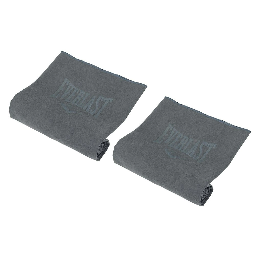 2x Everlast Quick Dry Gym Towel Workout Weight Lifting/Exercise Grey 80x40cm