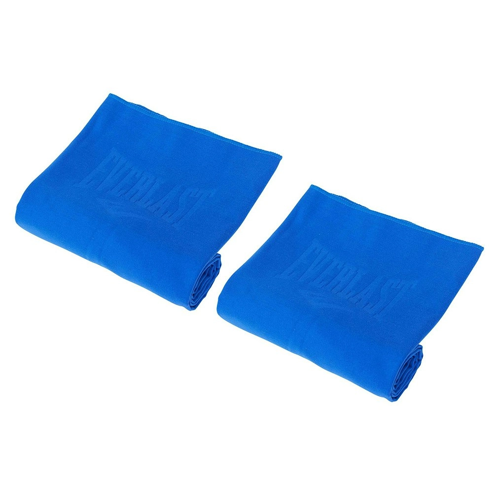 2x Everlast Quick Dry Gym Towel Workout Weight Lifting/Exercise Blue 80x40cm