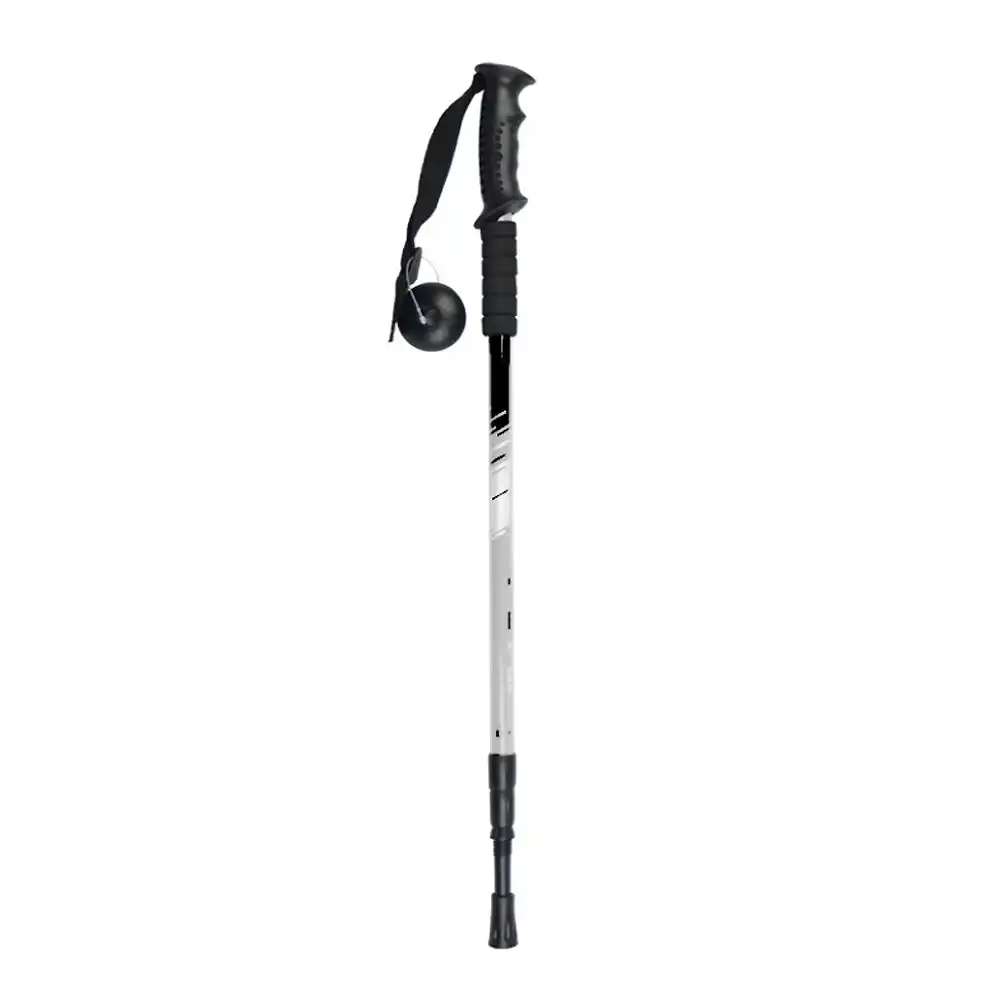 High Trek Wanderer Aluminium Lightweight Walking Stick/Pole With Ski Grips White