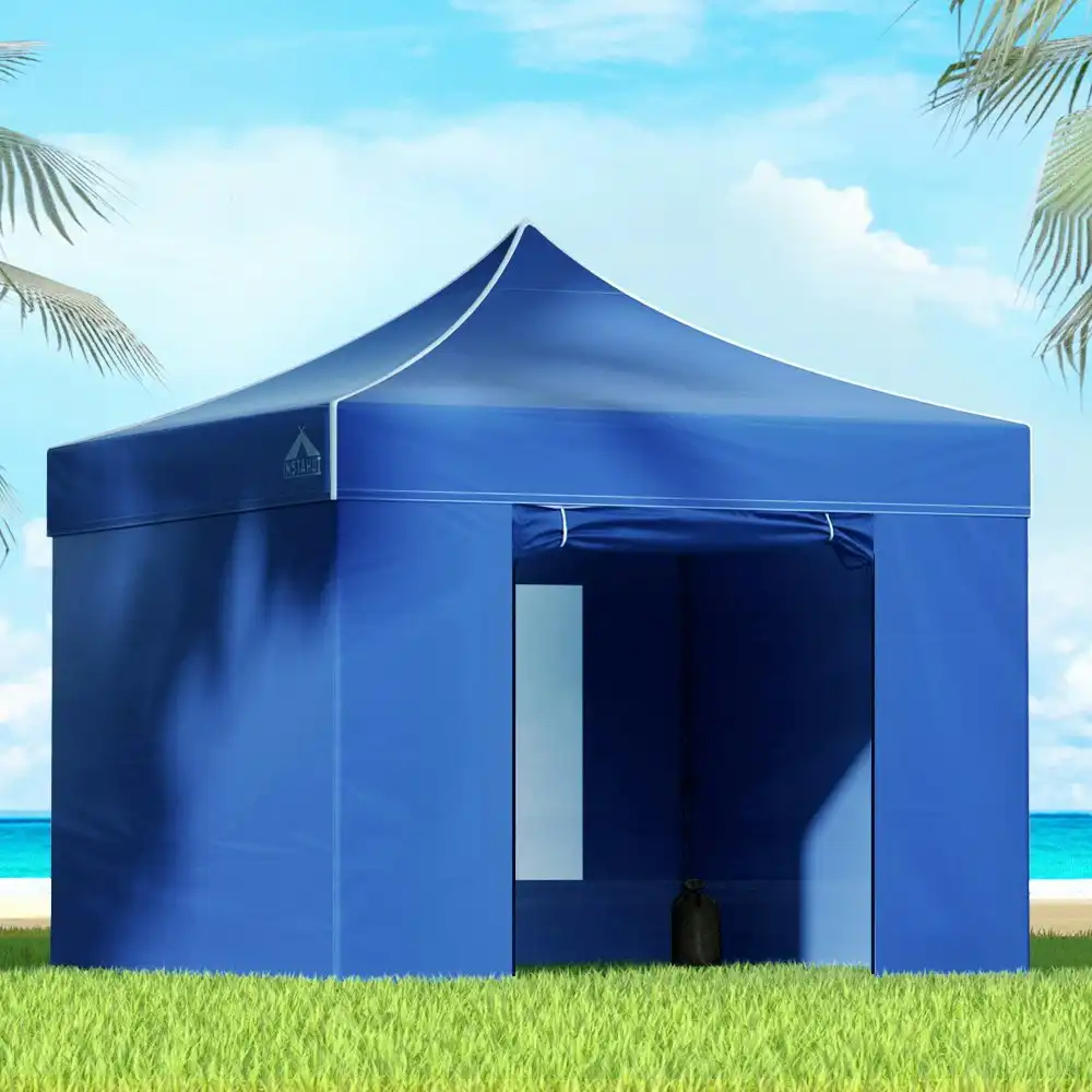 Instahut Gazebo 3x3 Pop Up Marquee Folding Tent Wedding Gazebos Camping Outdoor Shade Canopy Blue
