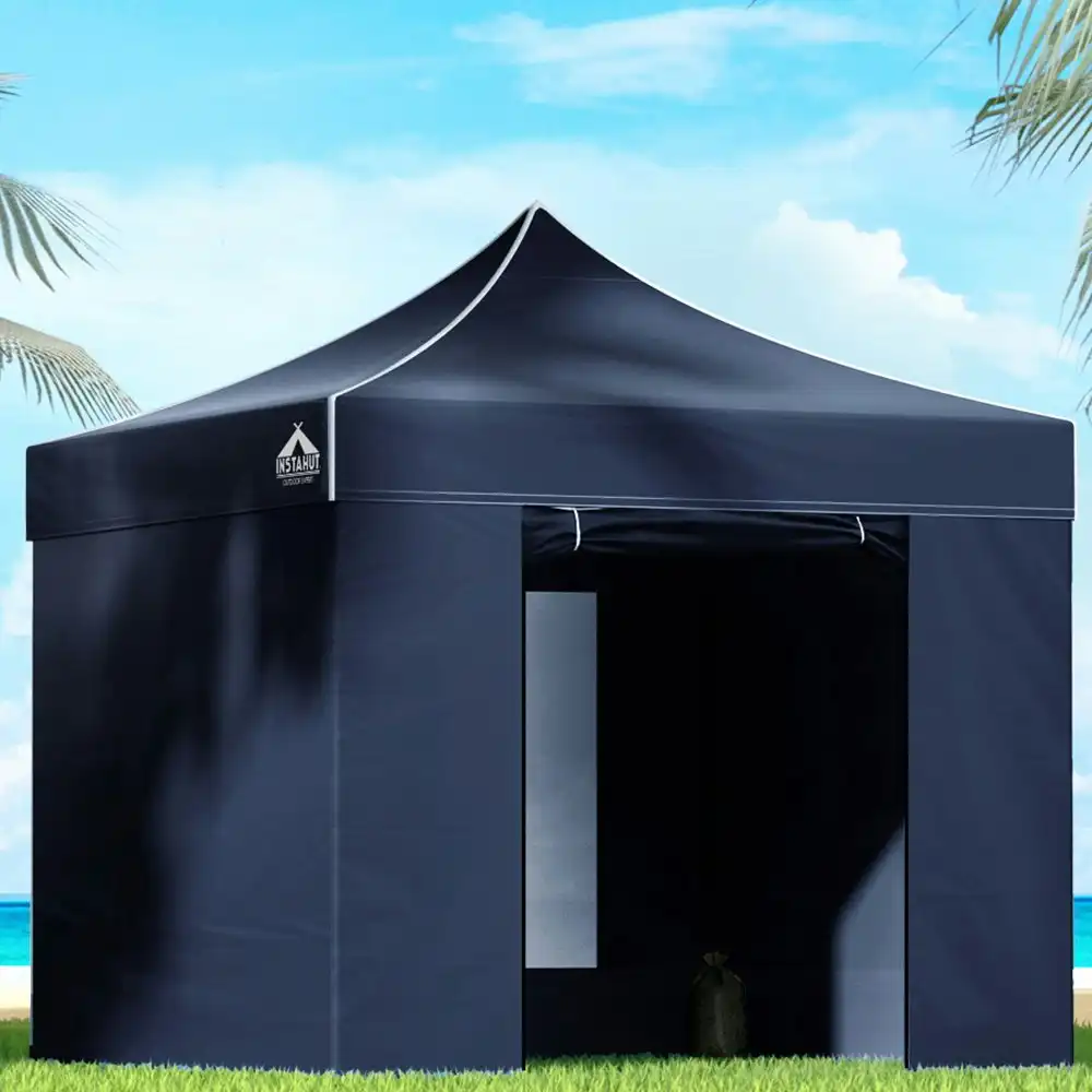 Instahut Gazebo 3x3 Pop Up Marquee Folding Tent Wedding Gazebos Camping Outdoor Shade Canopy Navy