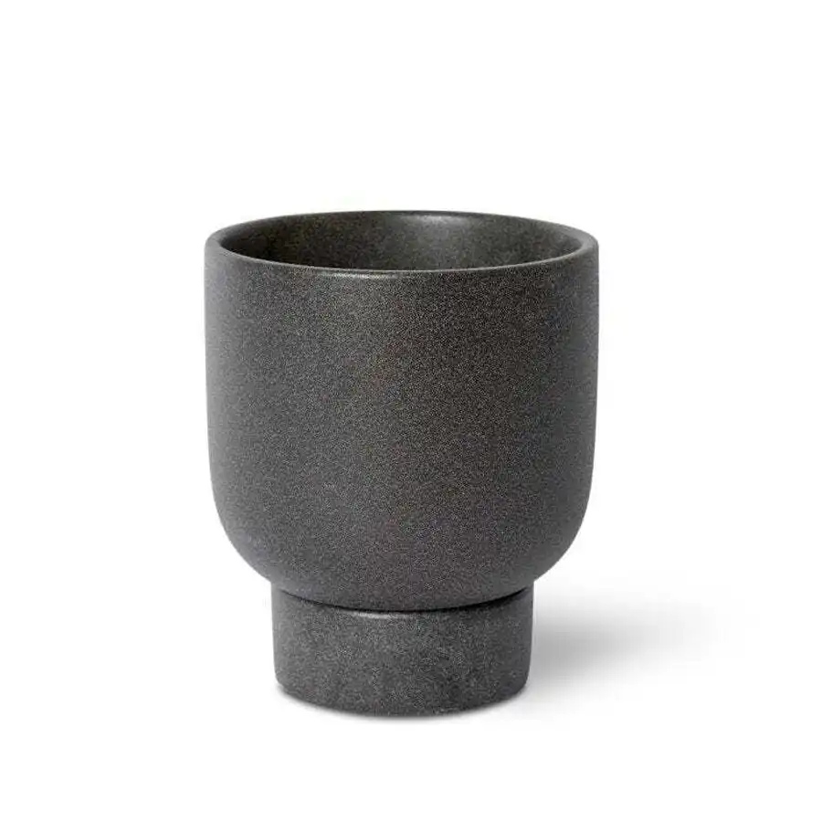 E Style Daylen 19cm Ceramic Plant Pot w/ Saucer Home Decor Planter Black