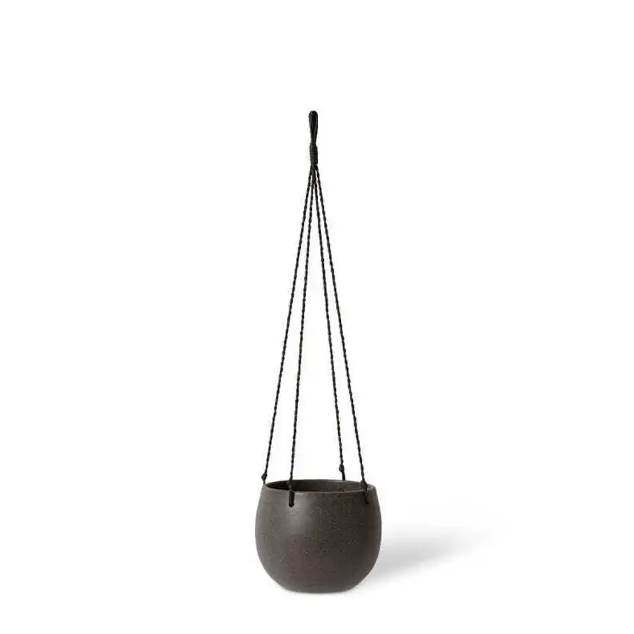 E Style Meyer 18cm Ceramic Hanging Bowl Home Decor Plant Pot Round Black