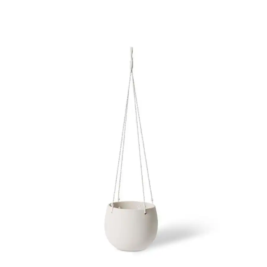 E Style Meyer 18cm Ceramic Hanging Bowl Home Decor Plant Pot Round White