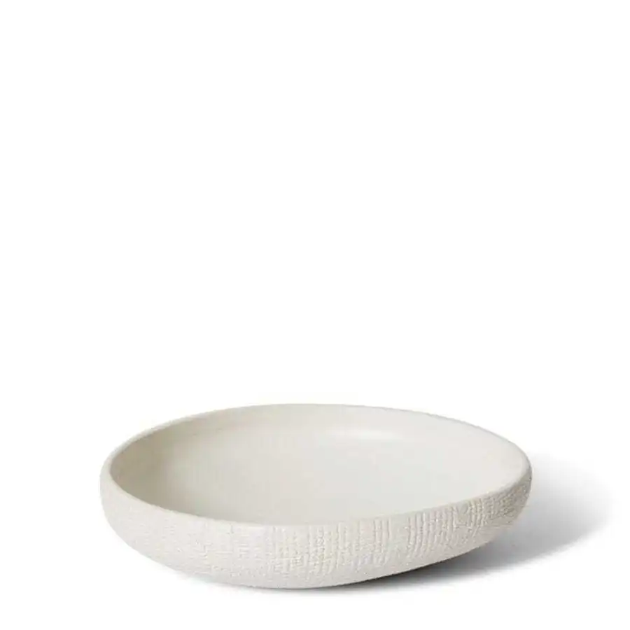 E Style Greyson 29cm Ceramic Bowl Home Decorative Pot/Vase Hessian White