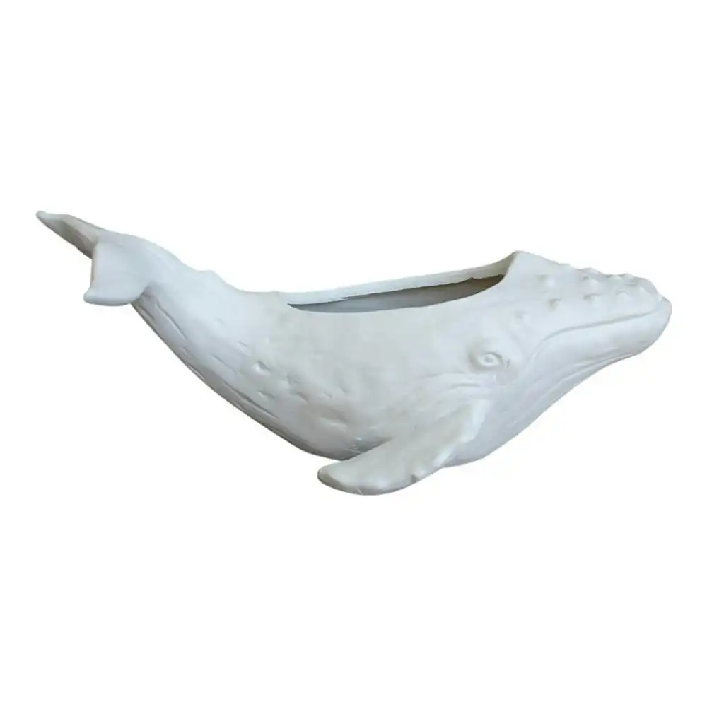 Resin 32cm Whale Planter Interior Home Decorative Figurine Ornament Holder White