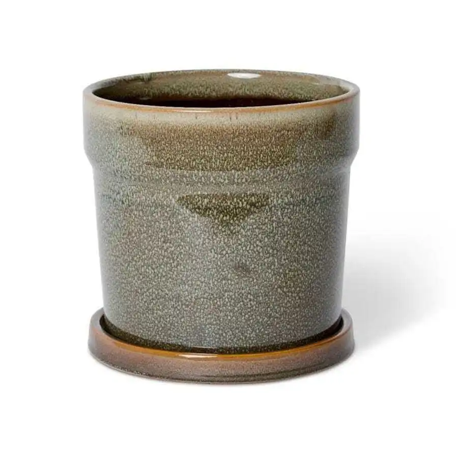 E Style Austin 19cm Ceramic Plant Pot w/Saucer Home Decor Planter Blue/Brown