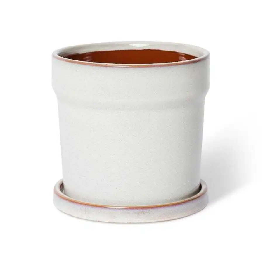 E Style Austin 19cm Ceramic Plant Pot w/Saucer Home Decorative Planter White
