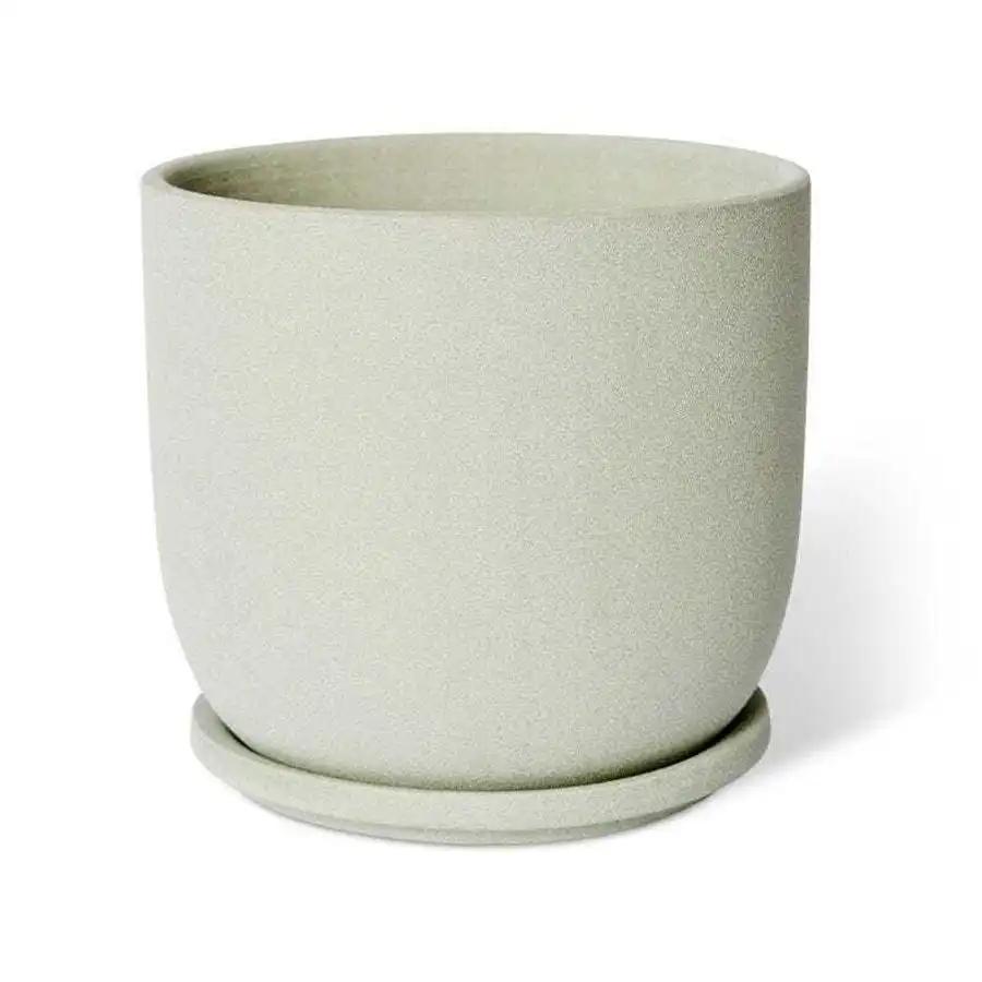 E Style Allegra 19cm Ceramic Plant Pot w/ Saucer Home Decor Planter Green