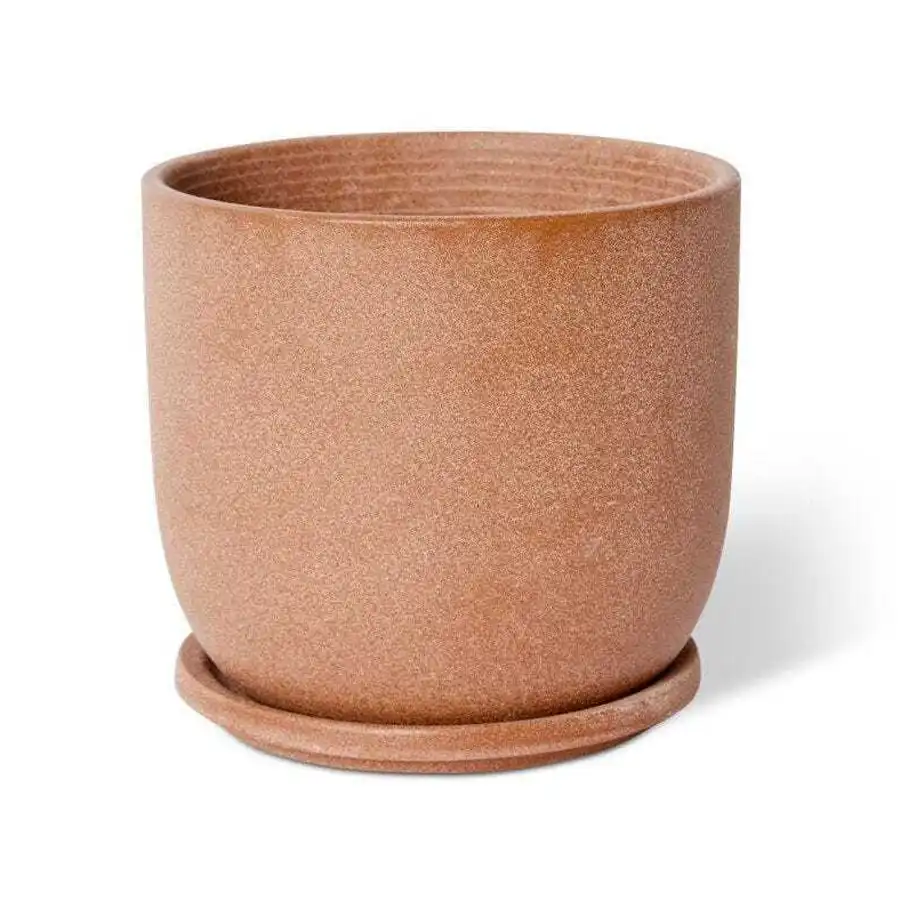 E Style Allegra 19cm Ceramic Plant Pot w/ Saucer Decor Planter Terracotta