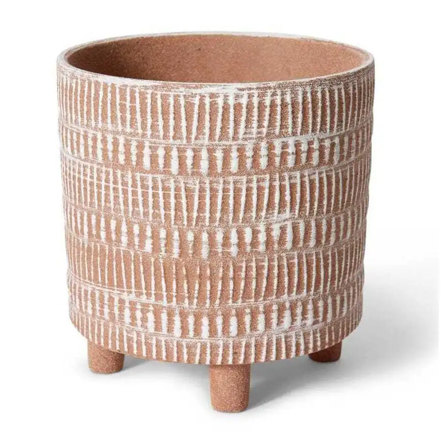 E Style Kiera 22cm Ceramic Plant Pot Home Decorative Planter Round Brown