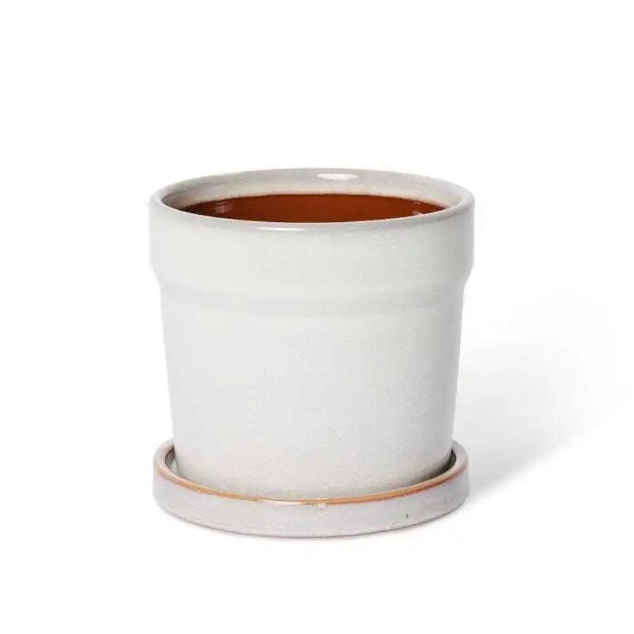 E Style Austin 16cm Ceramic Plant Pot w/Saucer Home Decorative Planter White