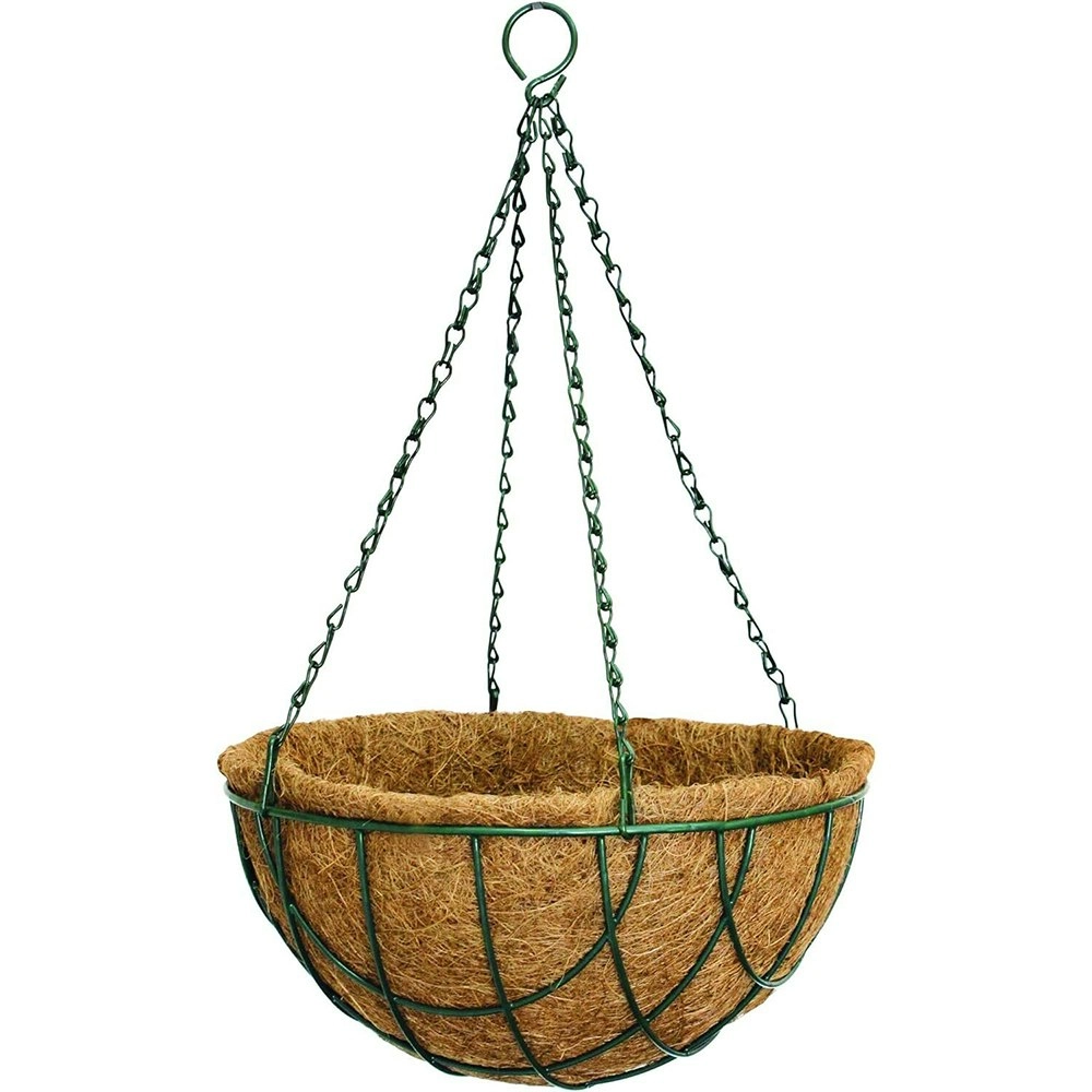 Northcote Pottery Lattice Wire Hanging Plant Basket Steel/Coco Fibre 35cm Green