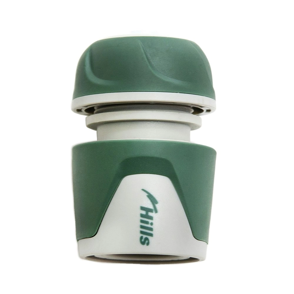 Hills Hose Tap Adaptor Quick Connection Fitting 12mm With Soft Grip Green/Grey