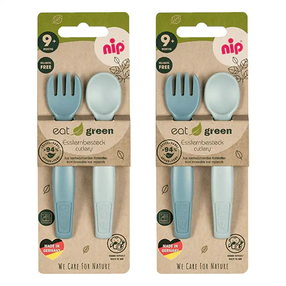 4pc Nip Baby/Infant Eat Green Cutlery/Utensil Tableware Feeding Set Blue 9m+