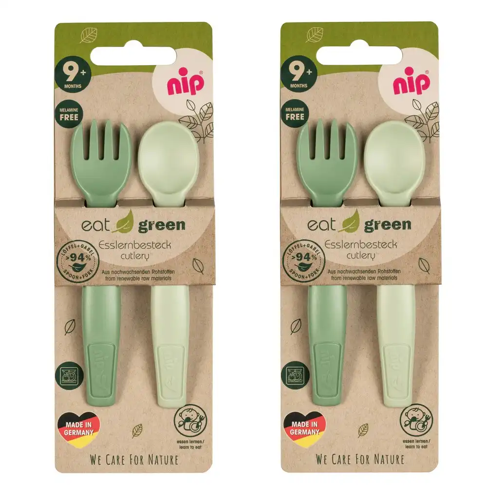 4pc Nip Baby/Infant Eat Green Cutlery/Utensil Tableware Feeding Set Green 9m+