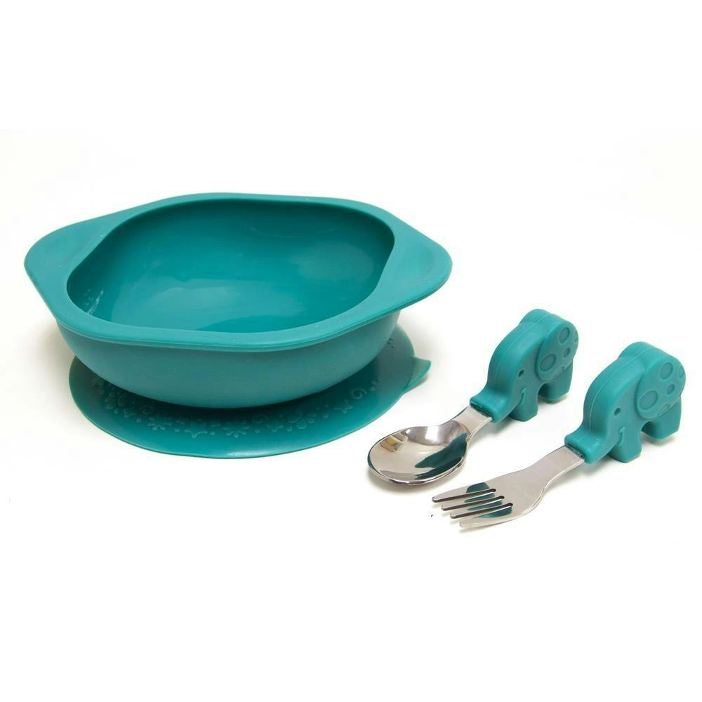 Marcus & Marcus Toddler Mealtime Bowl/Fork/Spoon Set Kids 18m+ Green Elephant