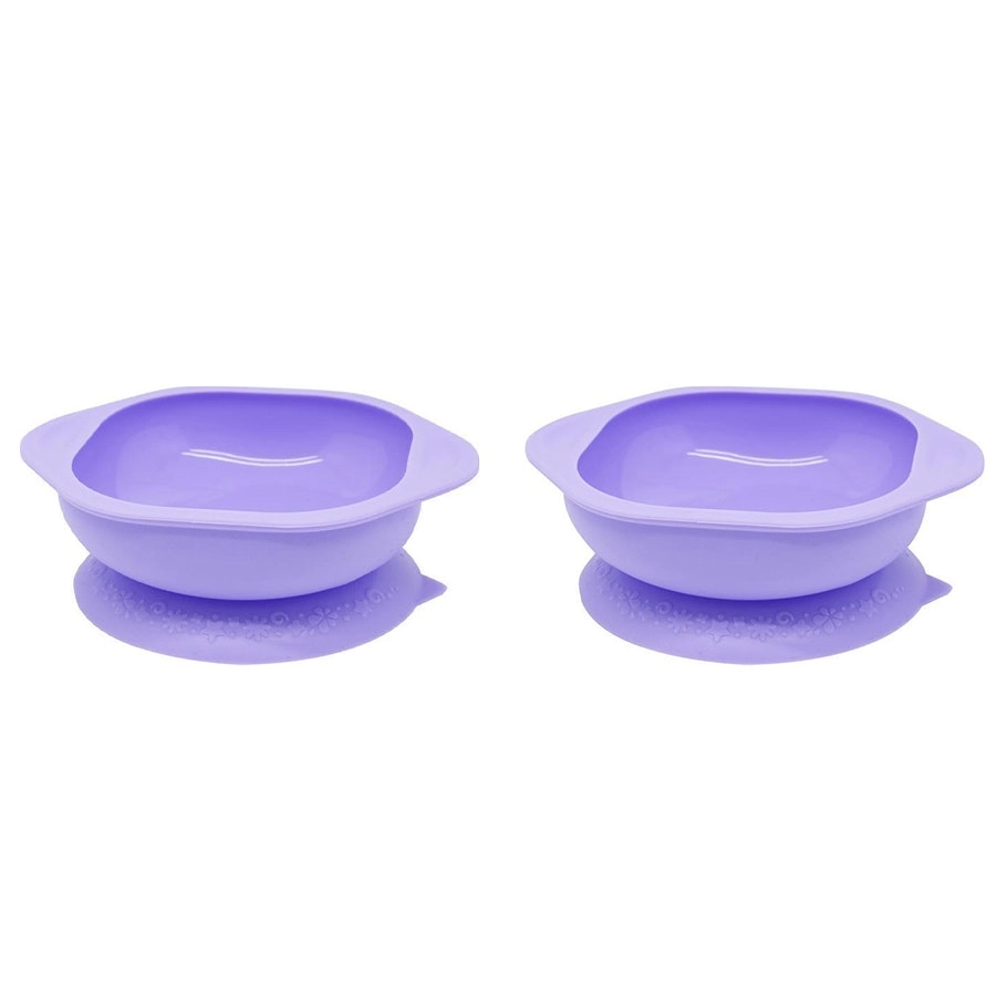 2x Marcus & Marcus Toddler/Baby Suction Cup Eating Bowl Lilac Willo Whale 12m+