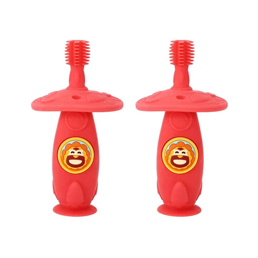 2x Marcus & Marcus Self Training 360 Silicone Kids Toothbrush Marcus Red 12m+