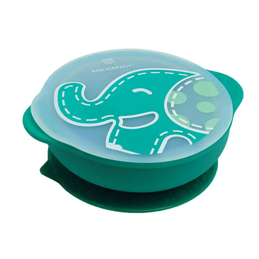 Marcus & Marcus 450ml Suction Bowl w/ Lid BPA Free Baby/Toddler 12m+ Green Ollie