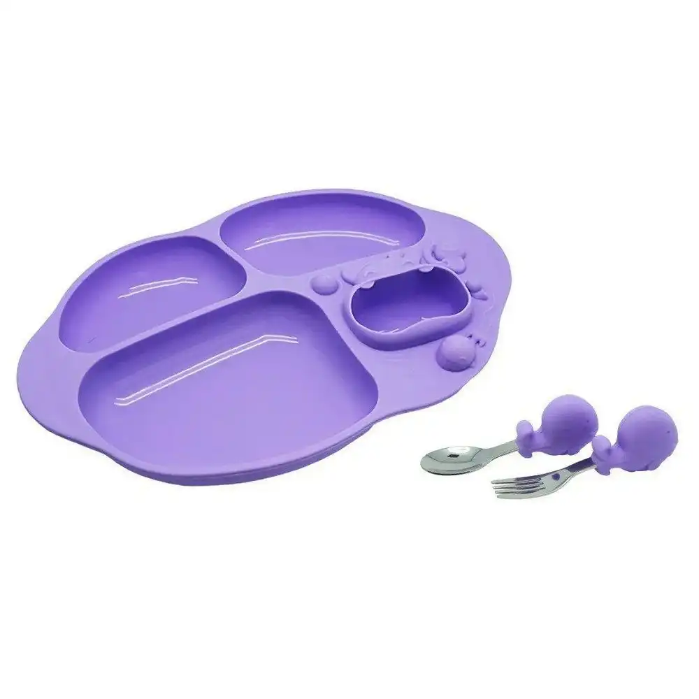 Marcus & Marcus Toddler Yummy Dining Plate/Spoon/Fork Set BPA Free 18m+ Lilac