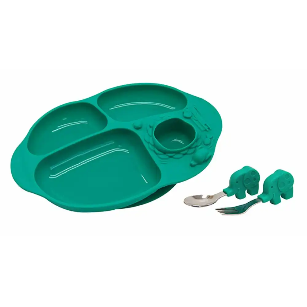 Marcus & Marcus Toddler Yummy Dining Plate/Spoon/Fork Set BPA Free 18m+ Green