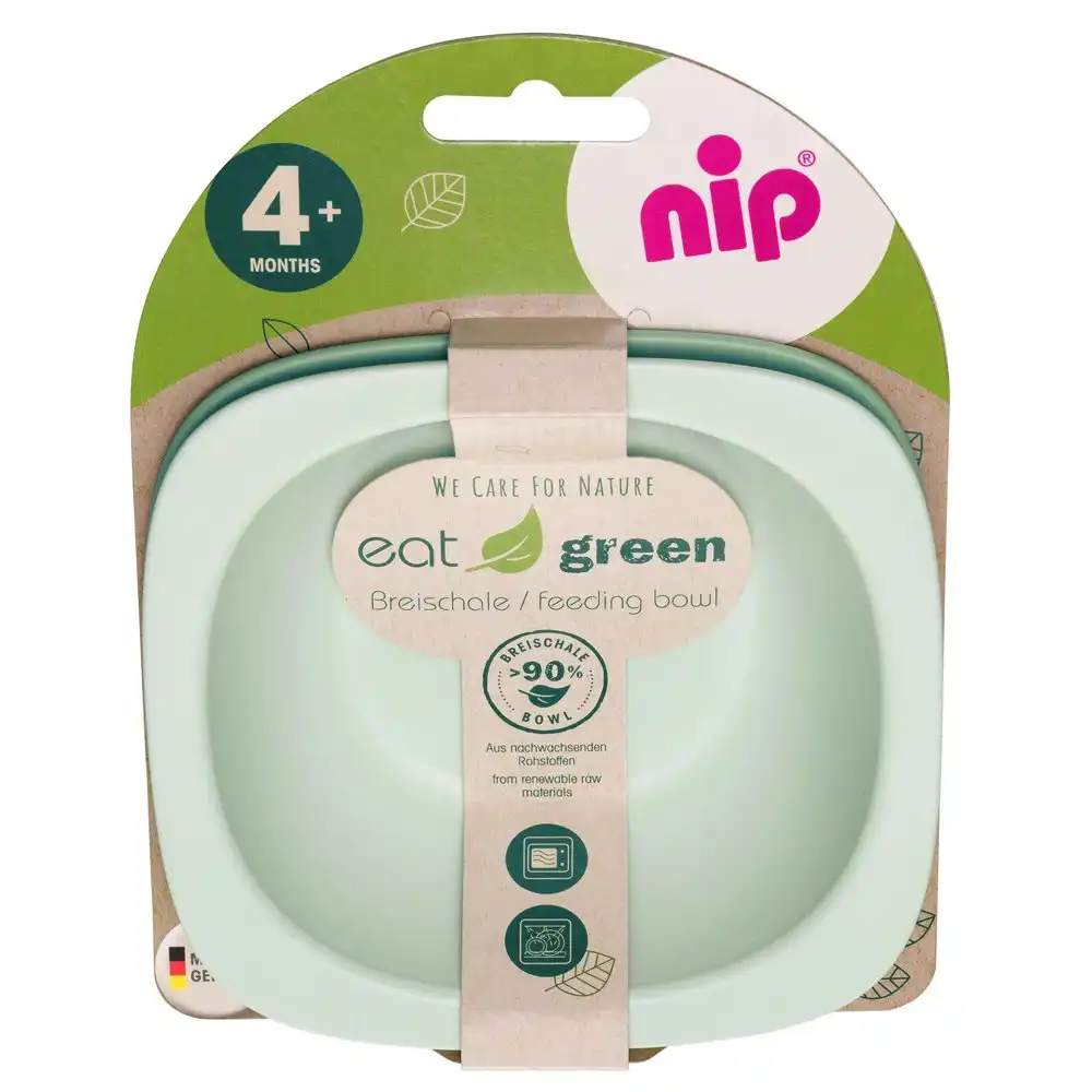 2pc Nip Eat Green Stackable PVC/BPA Free Infant/Baby Feeding Dish/Bowl Green 4m+