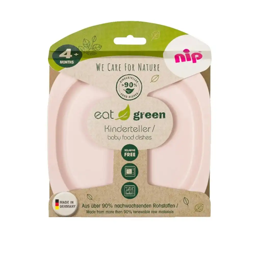 2pc Nip Eat Green Kinderteller BPA/PVC Free Infant/Baby Food Plate/Dish Pink 4m+