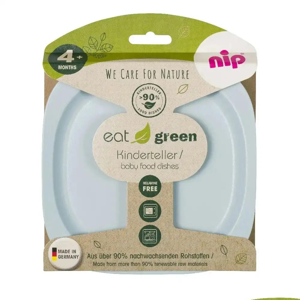 2pc Nip Eat Green Kinderteller BPA/PVC Free Infant/Baby Food Plate/Dish Blue 4m+