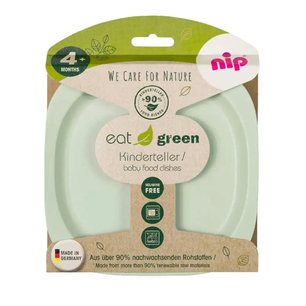 2pc Nip Eat Green Kinderteller BPA Free Infant/Baby Food Plate/Dish Green 4m+