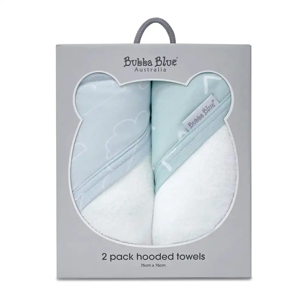 2PK Bubba Blue Bamboo 6.75x75cm Nordic Hooded Towel Baby 0-12m Dusty Sky/Mint