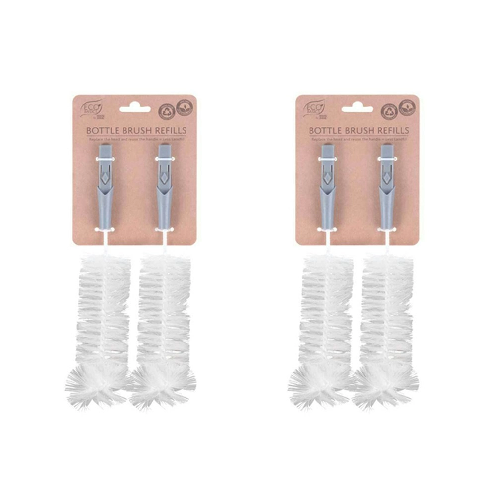 2x Eco Basics 21cm Bottle/Glass Brush Cleaner Refills Nylon Bristles Cup Washer