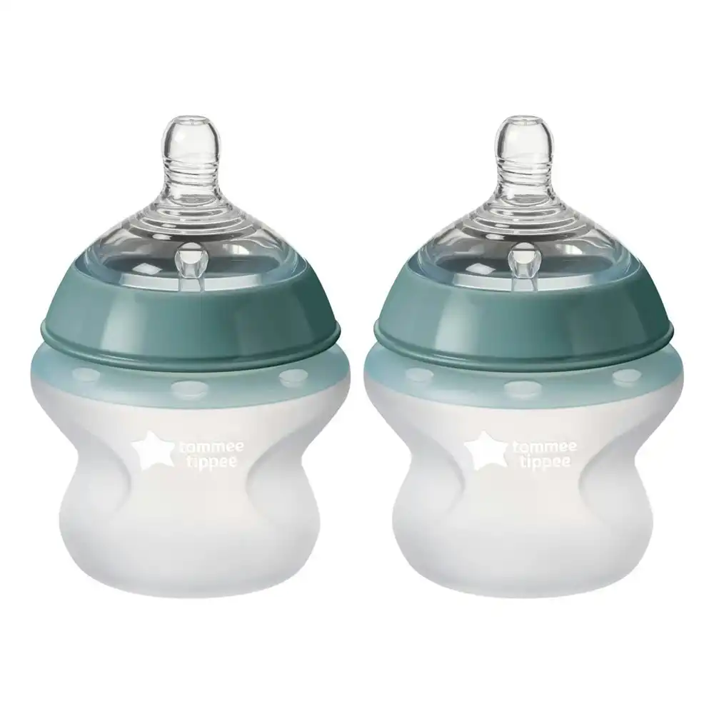 2pc Tommee Tippee 150ml Baby Soft Silicone Feeding Bottle Slow Flow w/Lid 0m+