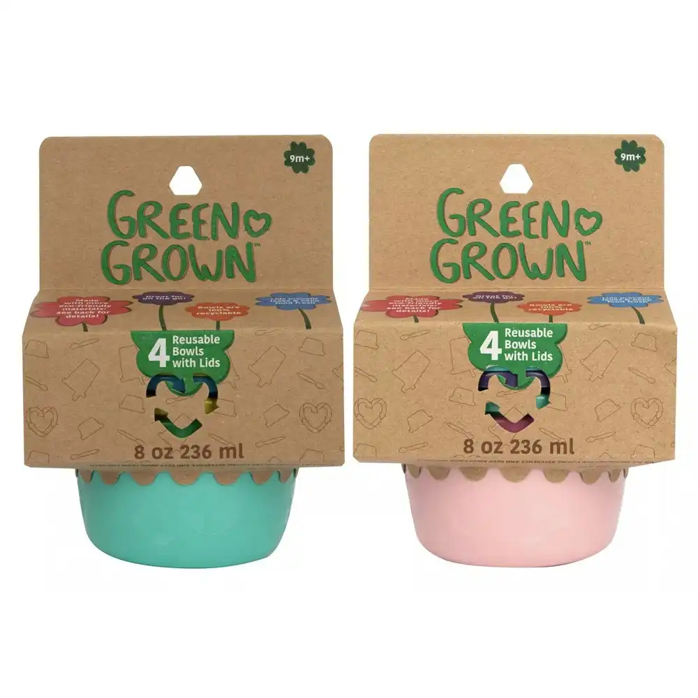 8pc Green Grown 8oz/236ml Toddler/Kids/Children's Eating Bowls 9m+ Assorted