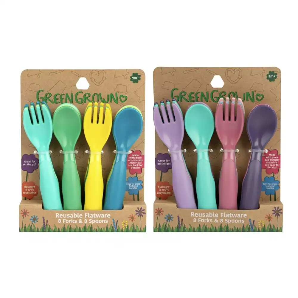 32pc Green Grown Reusable Flatware Fork & Spoon Toddler/Baby Set 9m+ Assorted