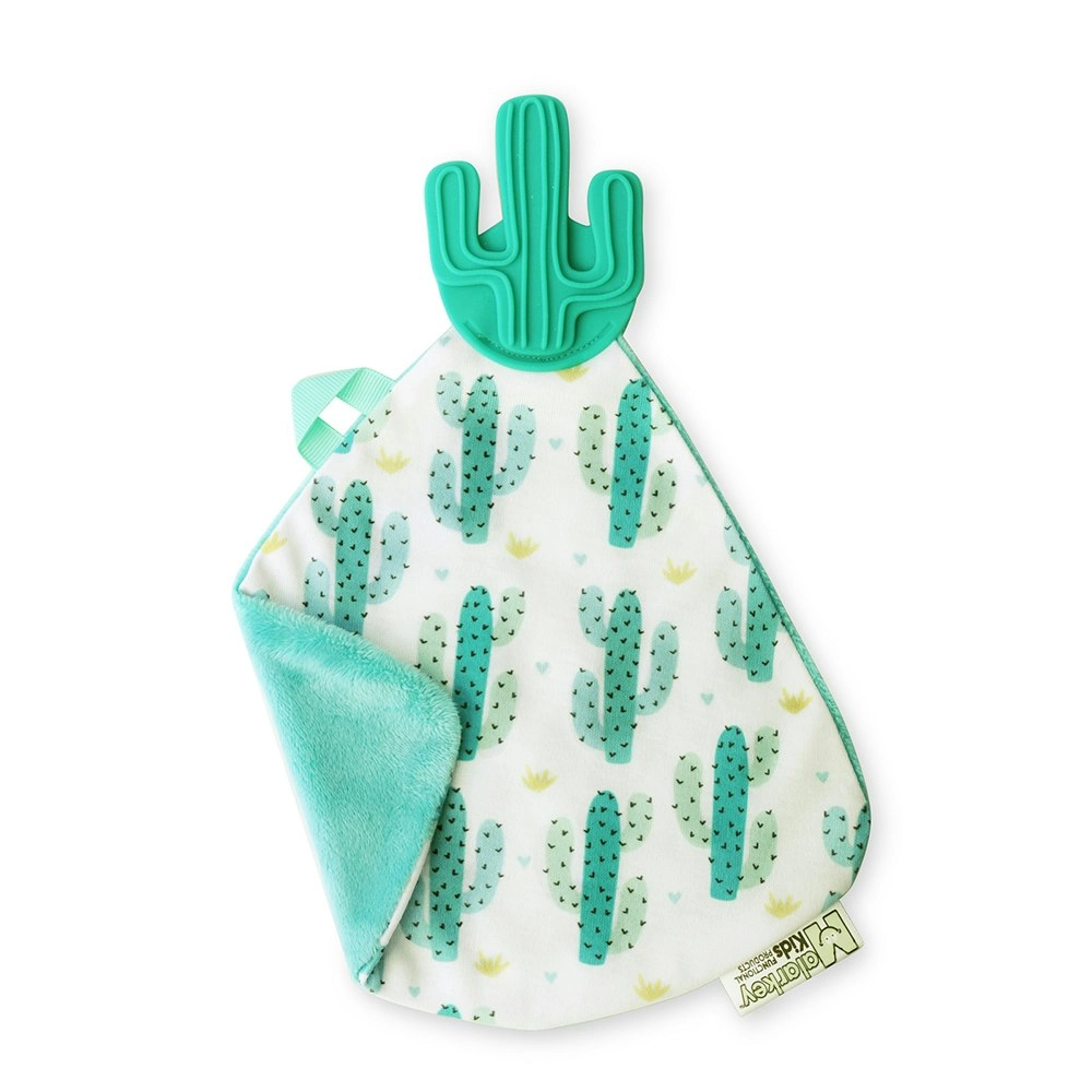 Malarkey Kids Munch-it Soft Fabric Baby 3m+ Chewing Blanket Silicone Cacti Cutie