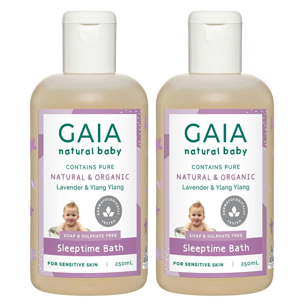 Gaia 2x250ml Pure/Organic Sleeptime Bath for Baby/Kids/Toddlers Vegan Friendly