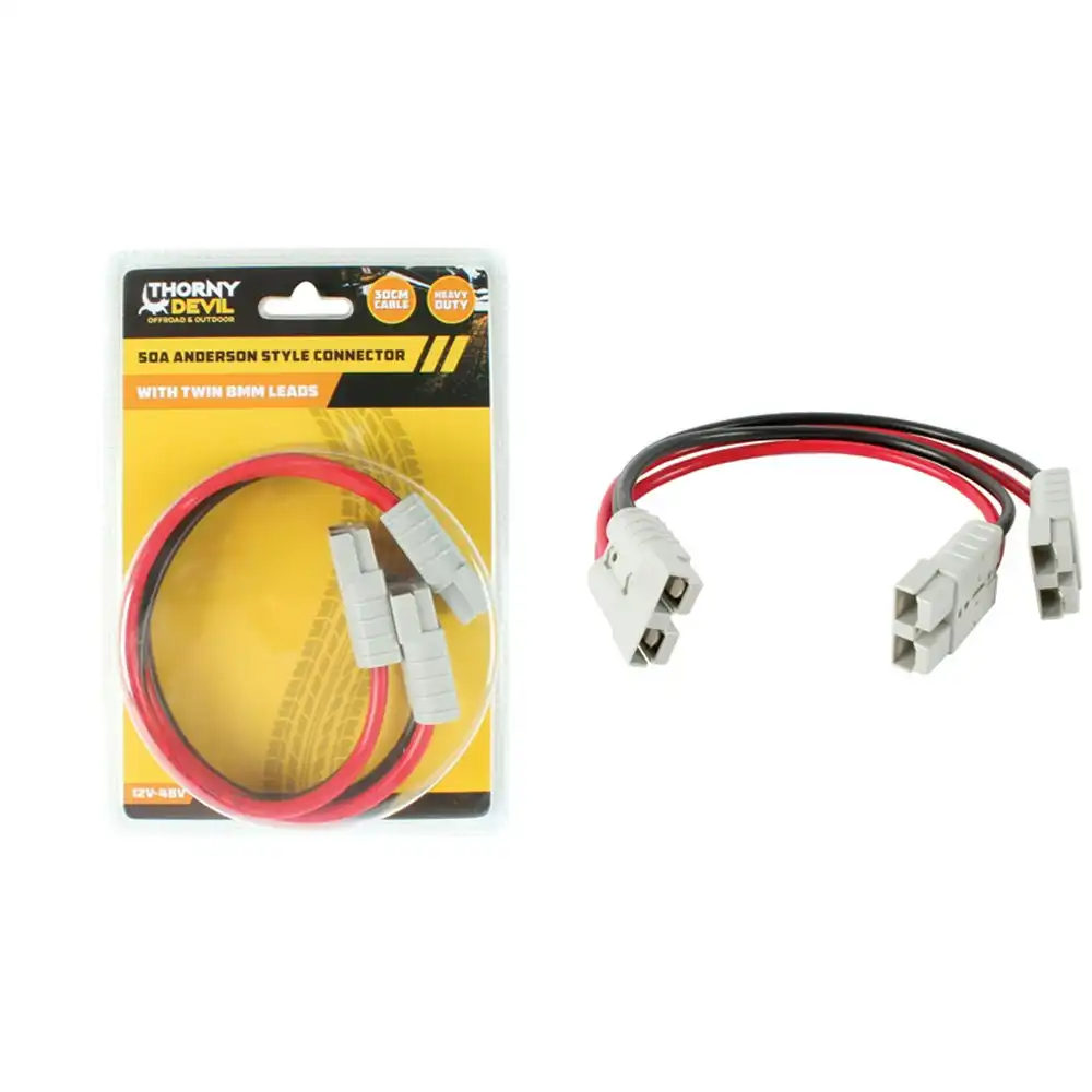 Thorny Devil 30cm/50A 8Awg Anderson Connector/Cable w/ Twin 8mm Eyelet Terminals