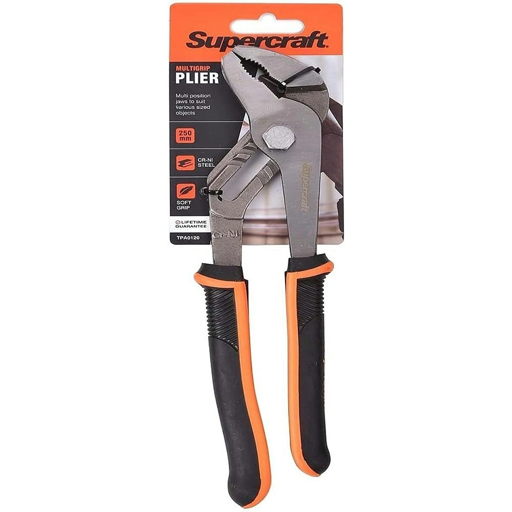 Supercraft Multigrip Pliers With Soft Grip Handles 250mm Long Cr-Ni Steel