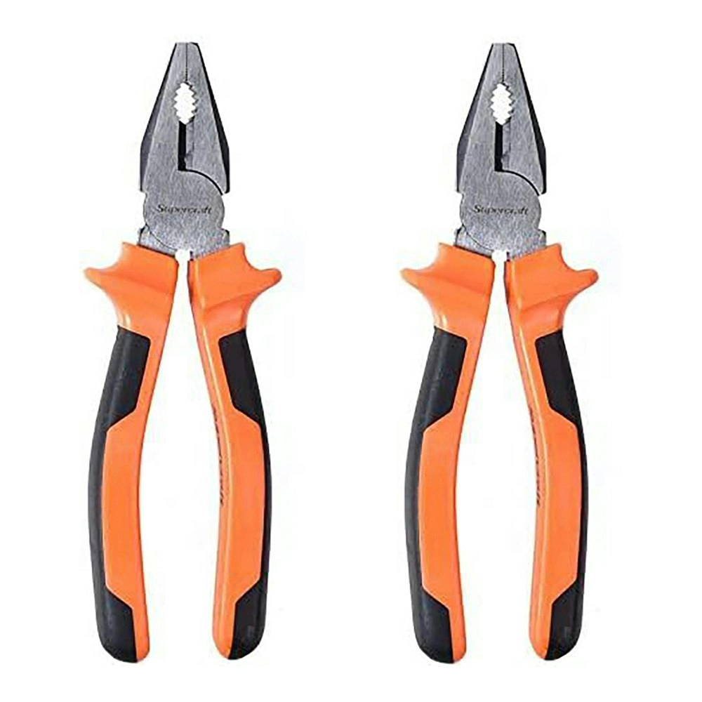 2x Supercraft Combination Stub Nose Soft Grip Handle Carbon Steel Pliers 200mm